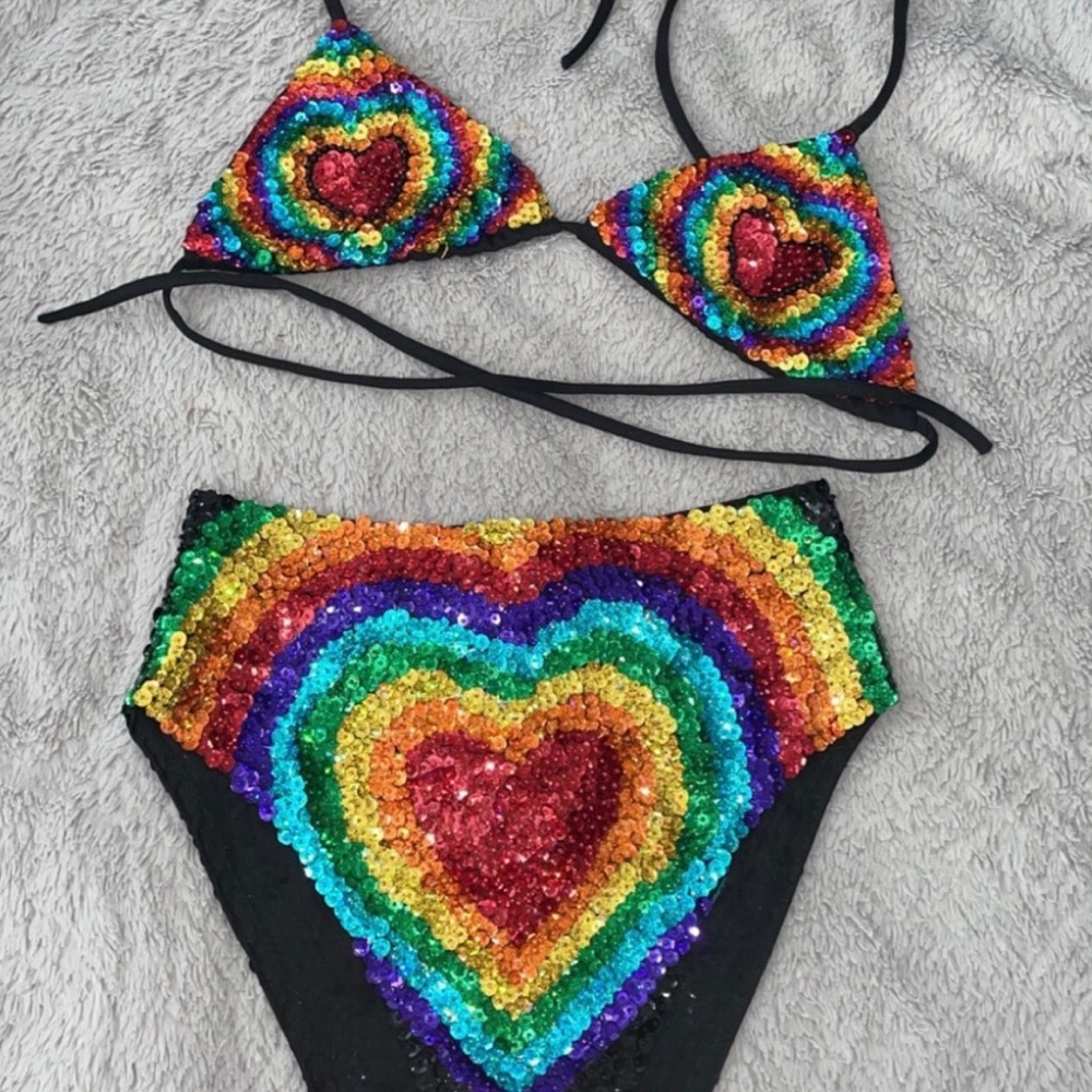 Shopeasytiger Rainbow Sequin Festival Set